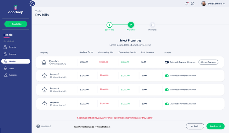 DoorLoop Bill Payment