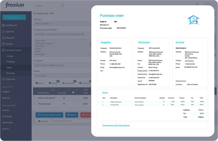 Fraxion Purchase Order Approval Automation