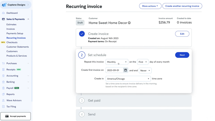 Wave Recurring Invoice