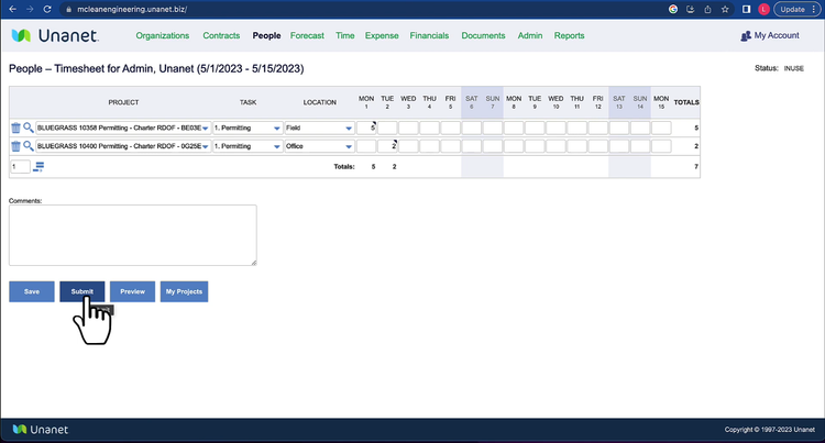Unanet Employee Time Entry